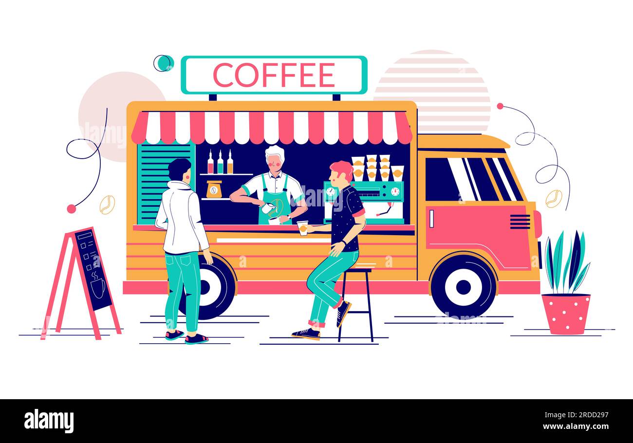 Concept de vecteur de camion de café pour bannière Web, page de site Web Illustration de Vecteur