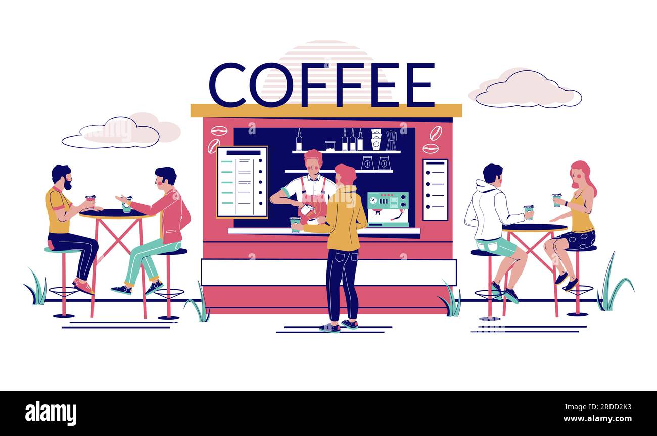 Café de rue, concept de vecteur pour bannière Web, page de site Web Illustration de Vecteur
