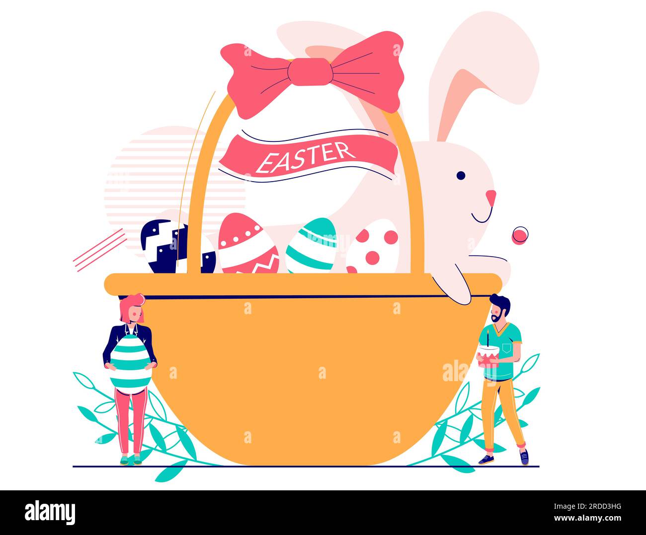 Concept de vecteur de panier de Pâques pour affiche, bannière Illustration de Vecteur