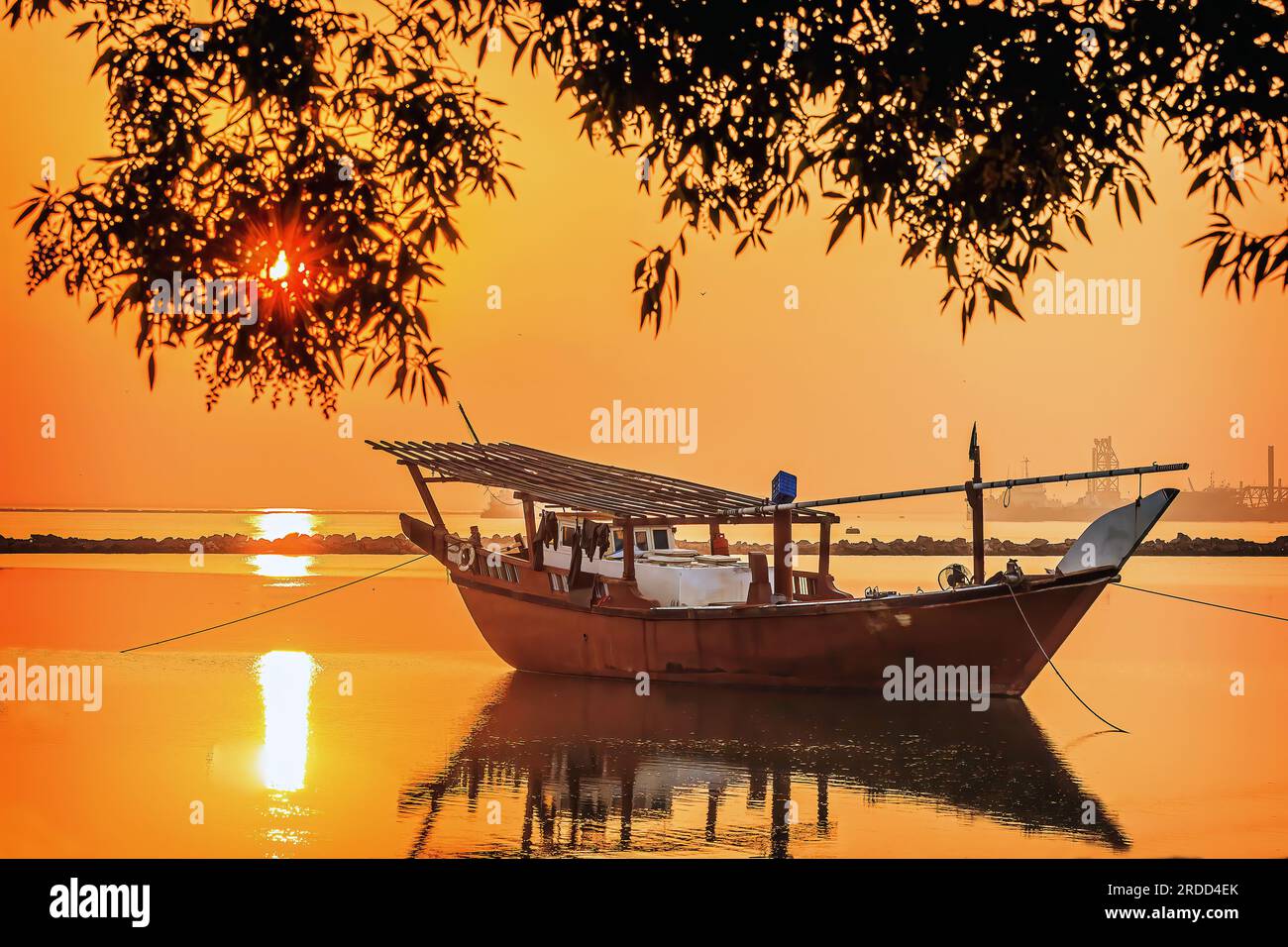 Beau lever de soleil à Dammam Corniche-Arabie Saoudite. Banque D'Images