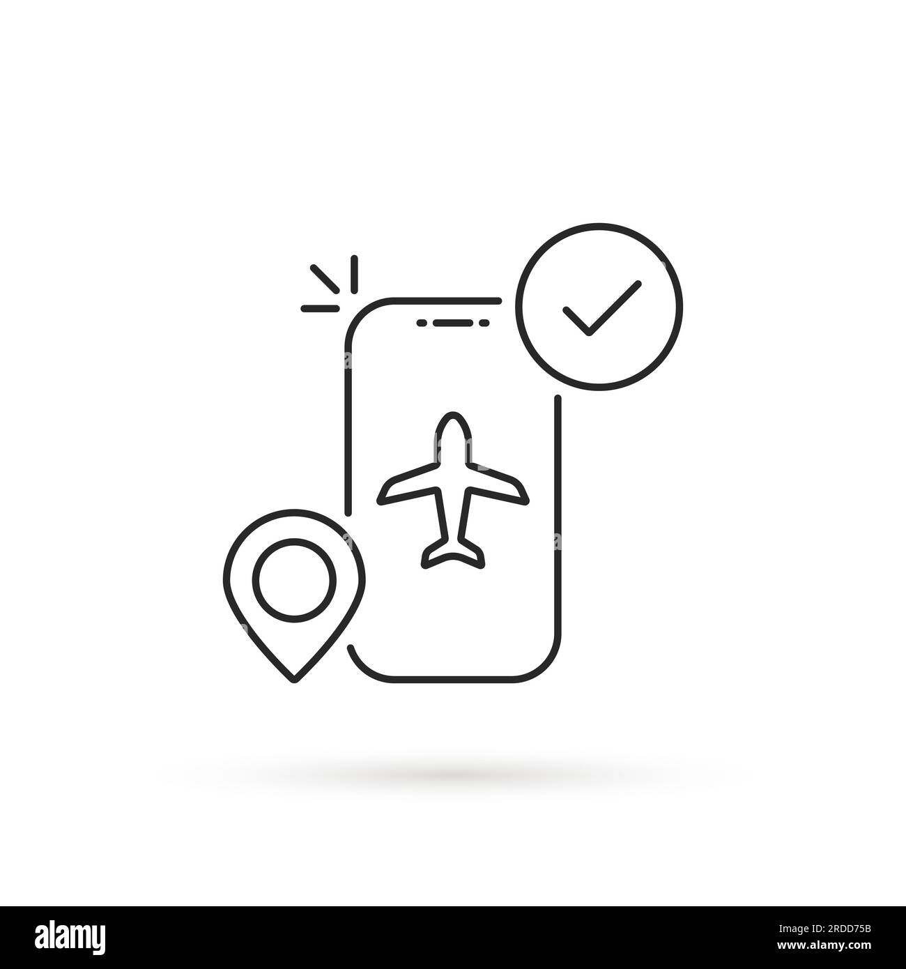 icône de réservation de vol mobile fine Illustration de Vecteur