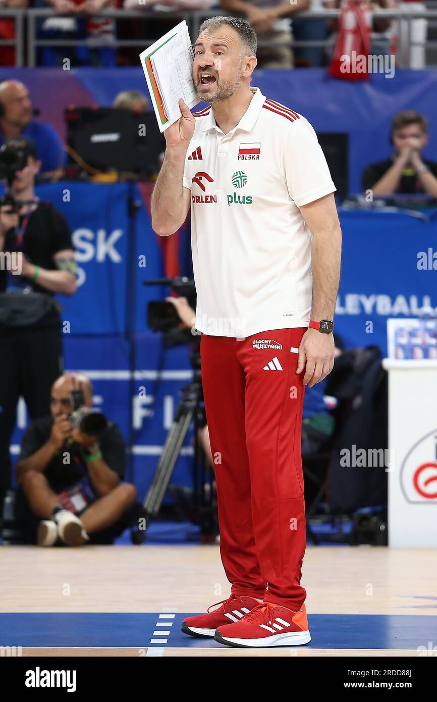 Gdansk, Pologne. 20 juillet 2023. Nikola Grbic lors du match de la Ligue des nations FIVB de volleyball masculin entre la Pologne et le Brésil le 19 juillet 2023 à Gdansk Pologne. (Photo de Piotr Matusewicz/PressFocus/Sipa USA) crédit : SIPA USA/Alamy Live News Banque D'Images