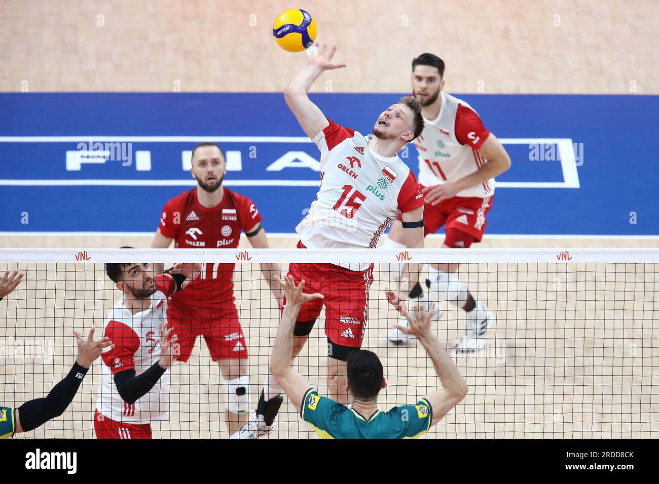 Gdansk, Pologne. 20 juillet 2023. Jakub Kochanowski lors du match de la Ligue des nations FIVB de volleyball masculin entre la Pologne et le Brésil le 19 juillet 2023 à Gdansk Pologne. (Photo de Piotr Matusewicz/PressFocus/Sipa USA) crédit : SIPA USA/Alamy Live News Banque D'Images