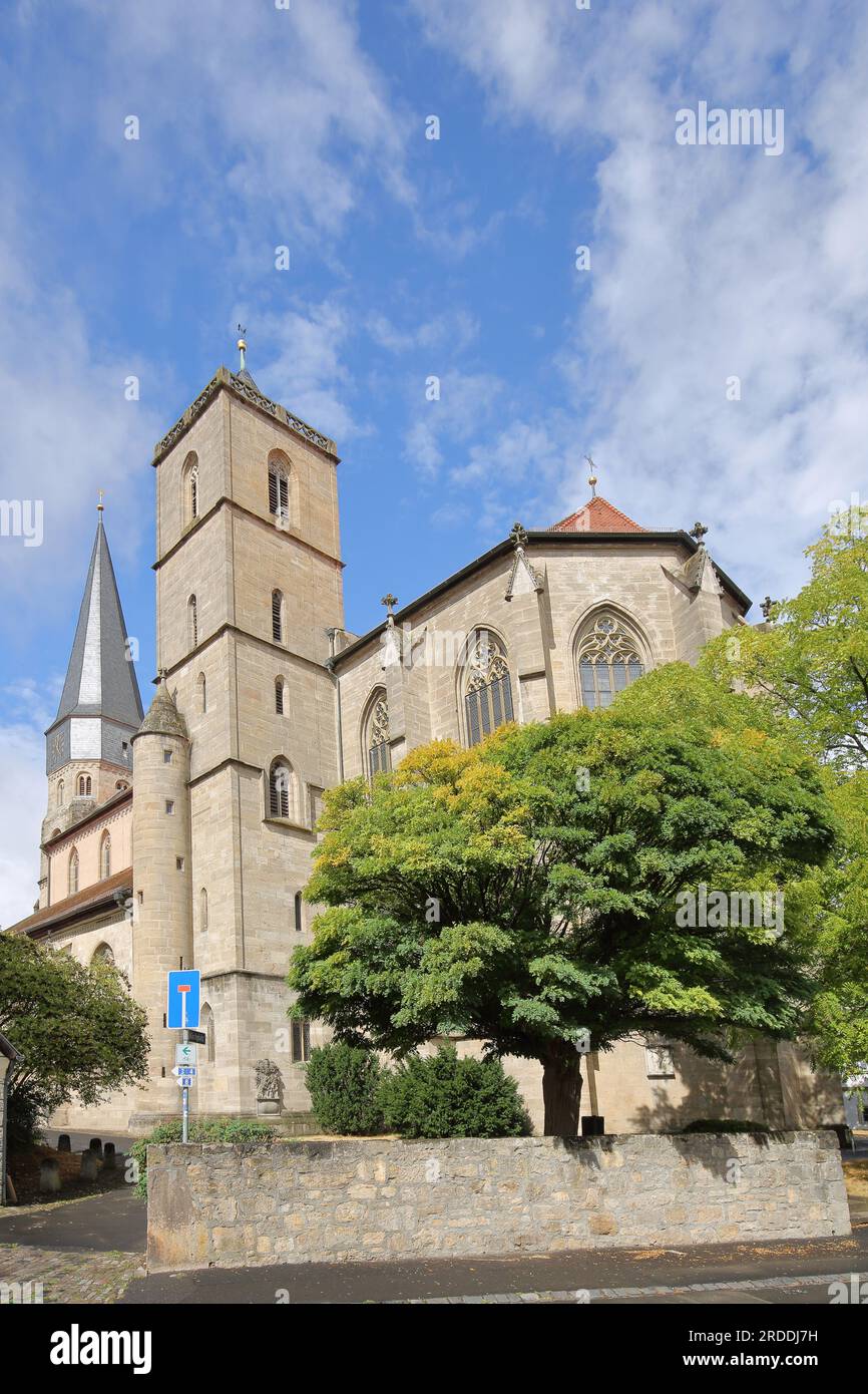 Saint-Roman tardif Église Maria Magdalena, Münnerstadt, Rhön, Basse-Franconie, Franconie, Bavière, Allemagne Banque D'Images