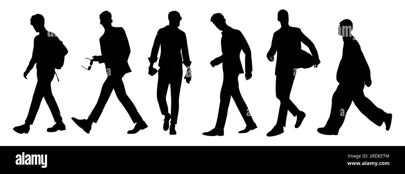 Silhouette de vecteur de marche de personnes isolé sur blanc Illustration de Vecteur