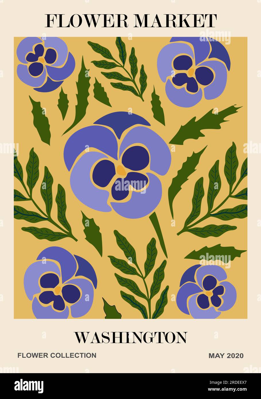 Flower Market Washington affiche art mural vectoriel Illustration de Vecteur