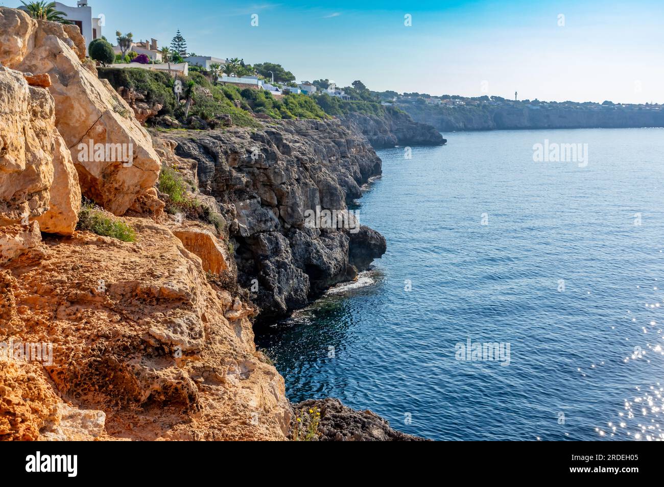 Espagne Ile de Majorque, belle baie de plage Cala Pi, mer Méditerranée, îles Baléares Banque D'Images