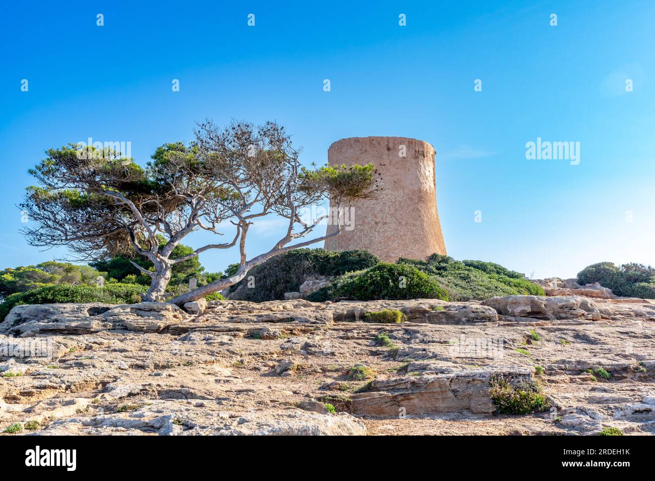 Espagne Ile de Majorque, belle baie de plage Cala Pi, mer Méditerranée, îles Baléares Banque D'Images