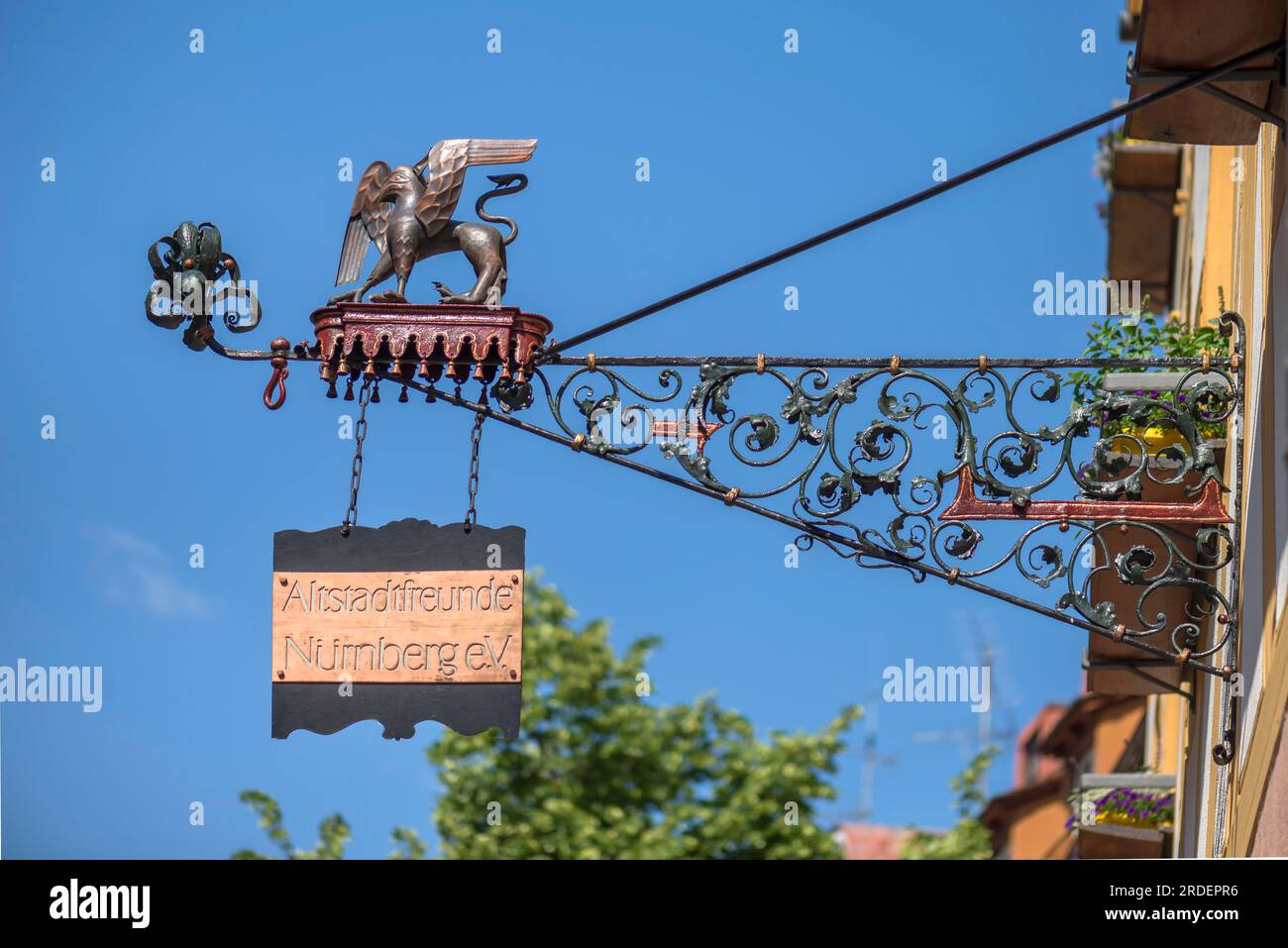 Signe de nez sur la Maison des amis de la vieille ville de Nuremberg, Weißgerbergasse 10, Nuremberg, moyenne-Franconie, Bavière, Allemagne, Europe Banque D'Images