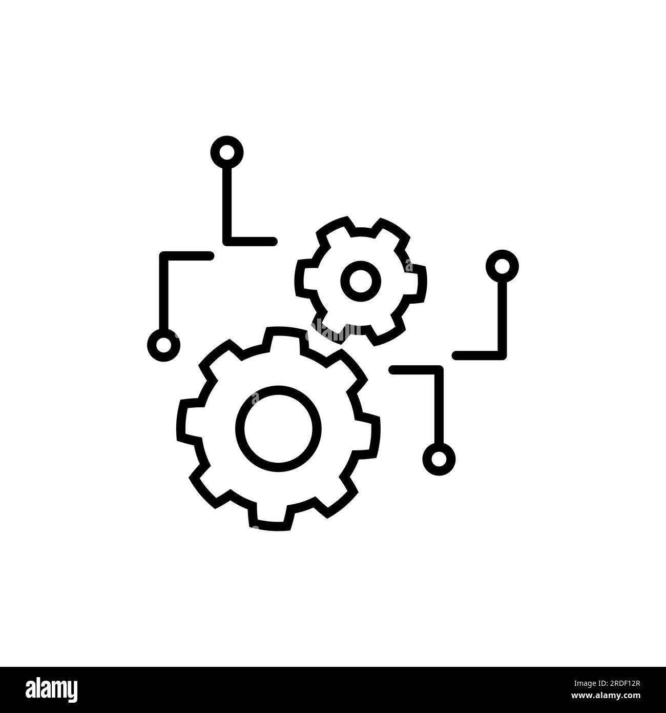 Icône linéaire des paramètres du périphérique. Système de roues dentées. Cyberespace. Illustration de traits fins. Informatique. Symbole de contour. Mise en plan vectorielle isolée vectorielle. Editabl Illustration de Vecteur