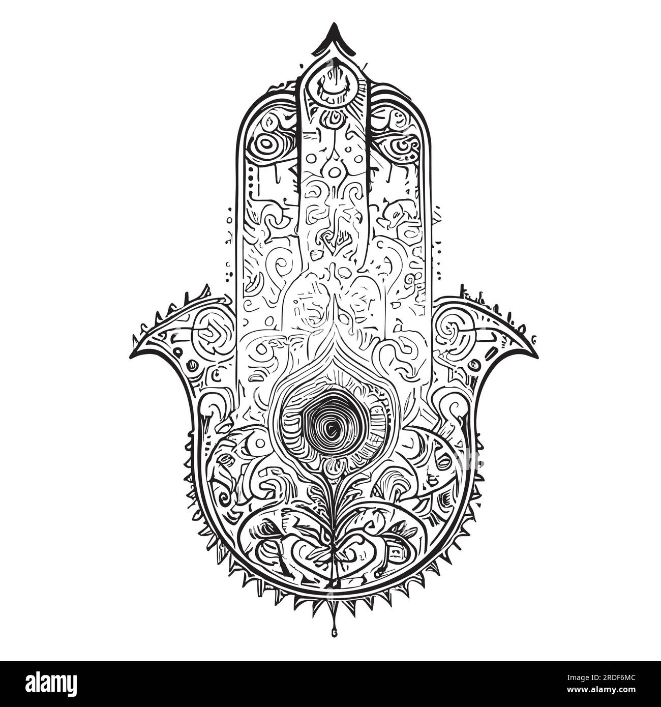 Fatimas main dessin rétro dessin à la main illustration dessin à la main Illustration de Vecteur