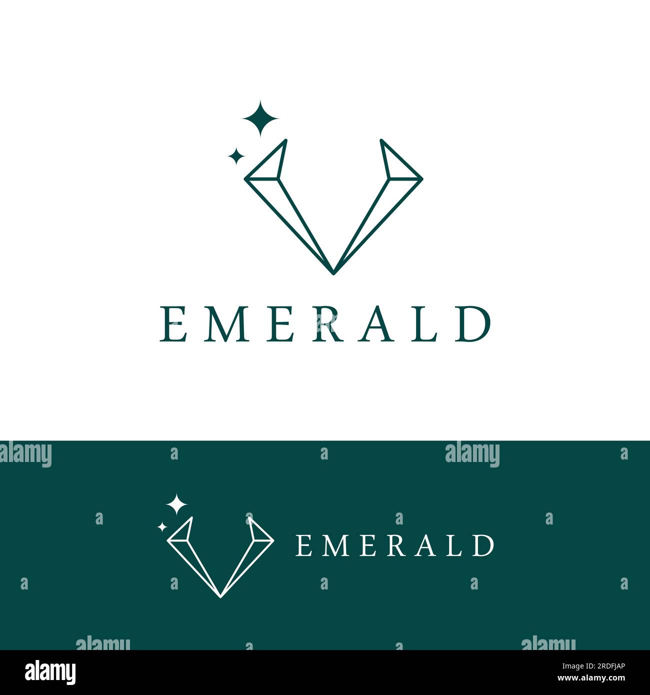 Logo de luxe Vintage Emerald Gemstone dans un style tendance pour les bijoux. Illustration de Vecteur