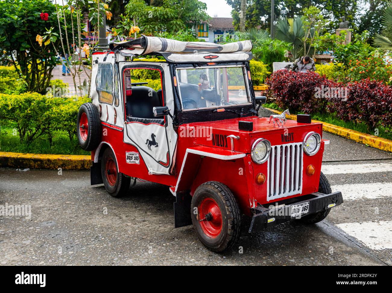 Voiture miniature, site UNESCO du paysage culturel du café, Filandia, Colombie Banque D'Images