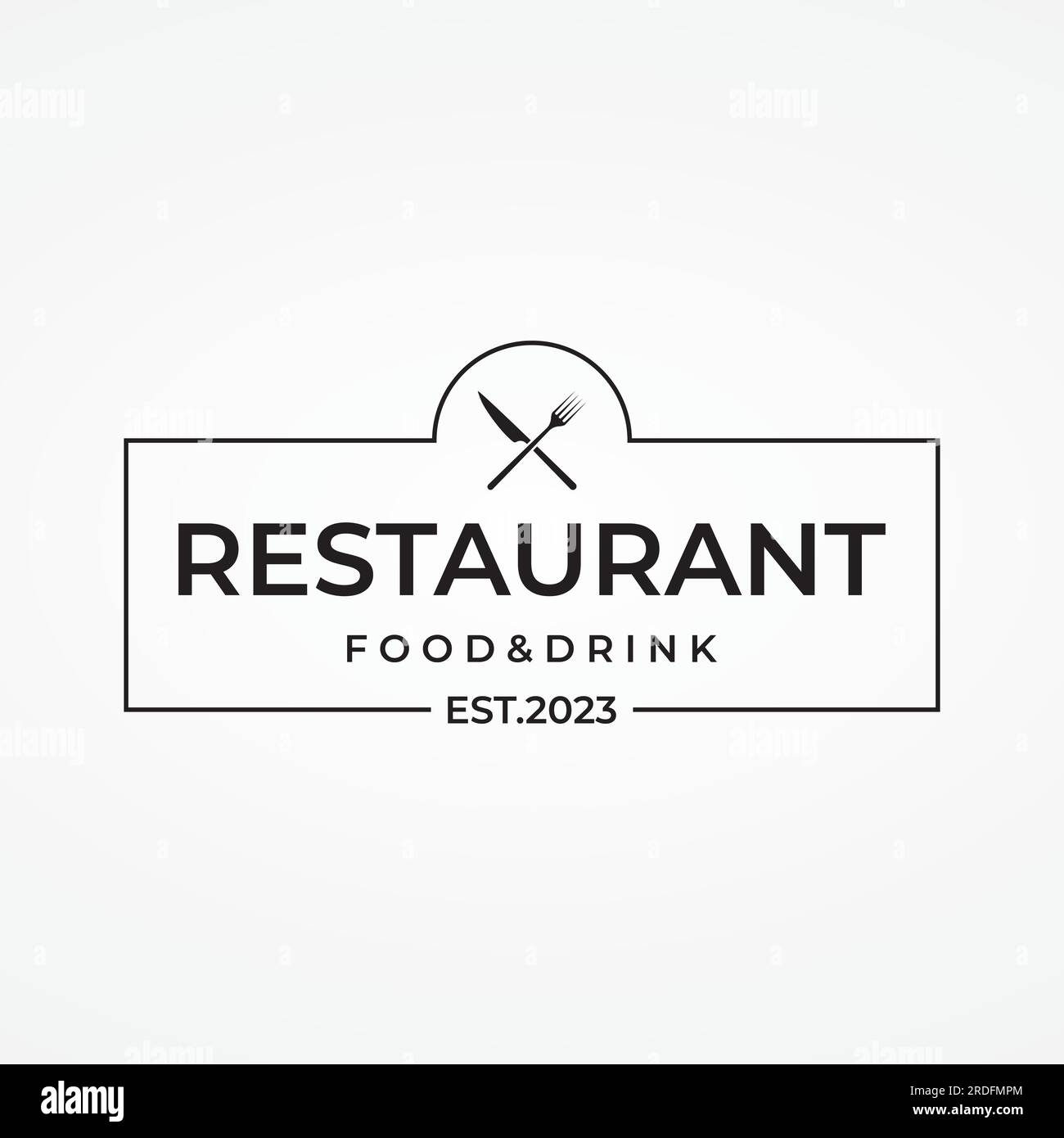 Emblème du restaurant rétro. Logo de coutellerie et typographie de restaurant de style vintage dessinée à la main. Illustration de Vecteur