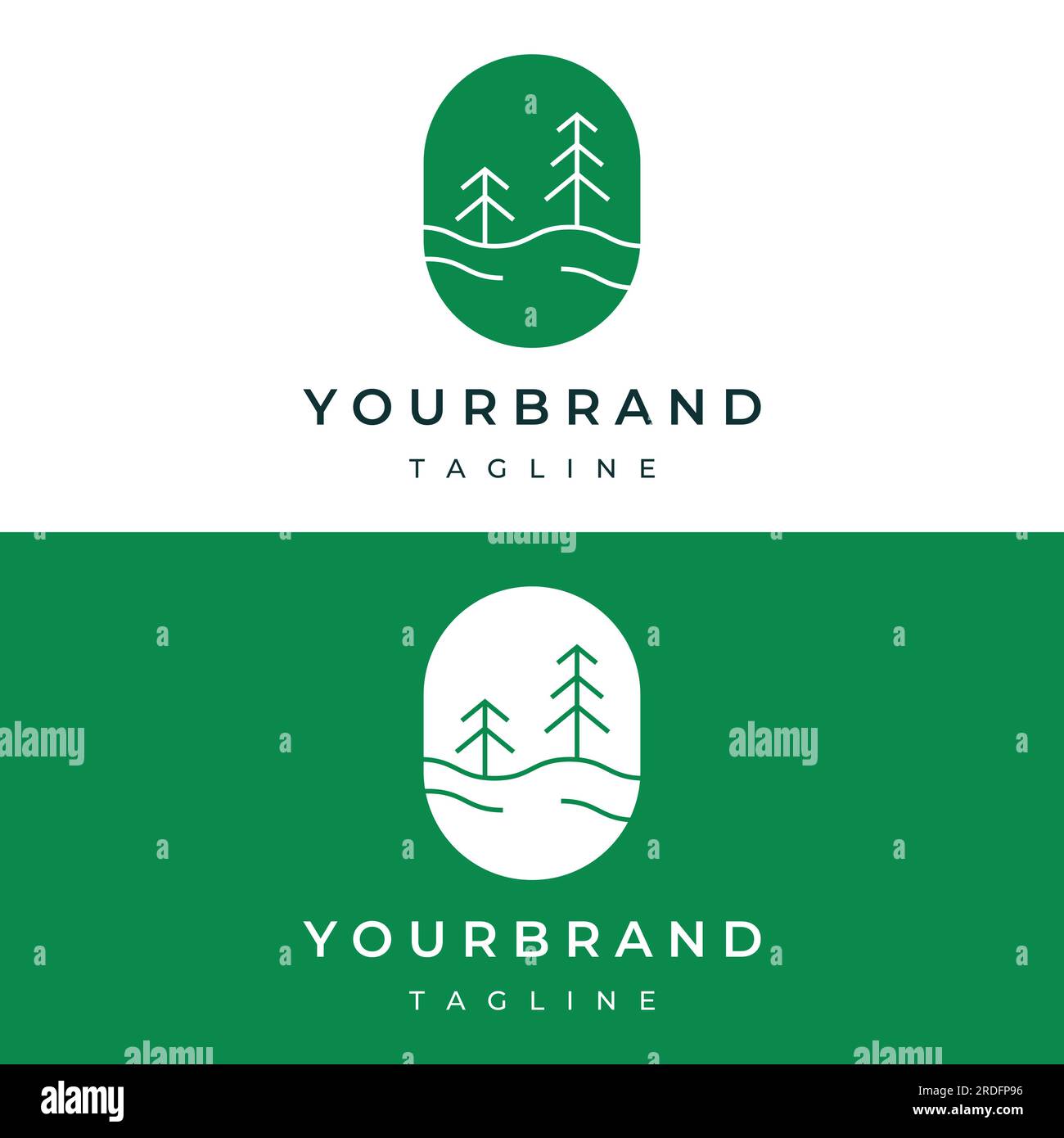 Logo abstrait créatif de pins et de forêt de pins isolé background.Logos pour badges, affaires, noël, marques et produits naturels. Illustration de Vecteur