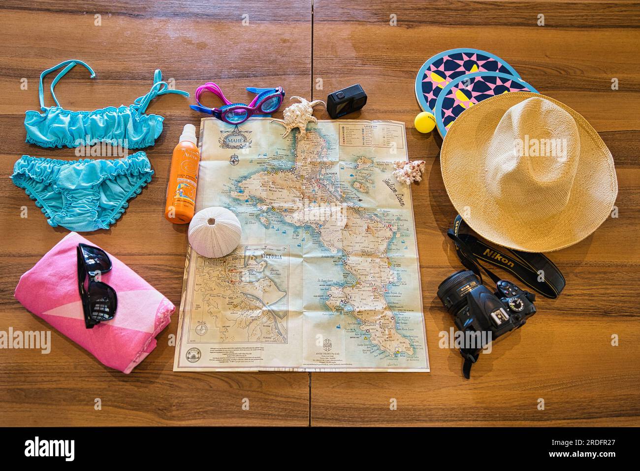 Voyager aux Seychelles, visiter l'île de Mahé, des engins de natation pour commencer vos vacances, Mahé Seychelles 1 Banque D'Images