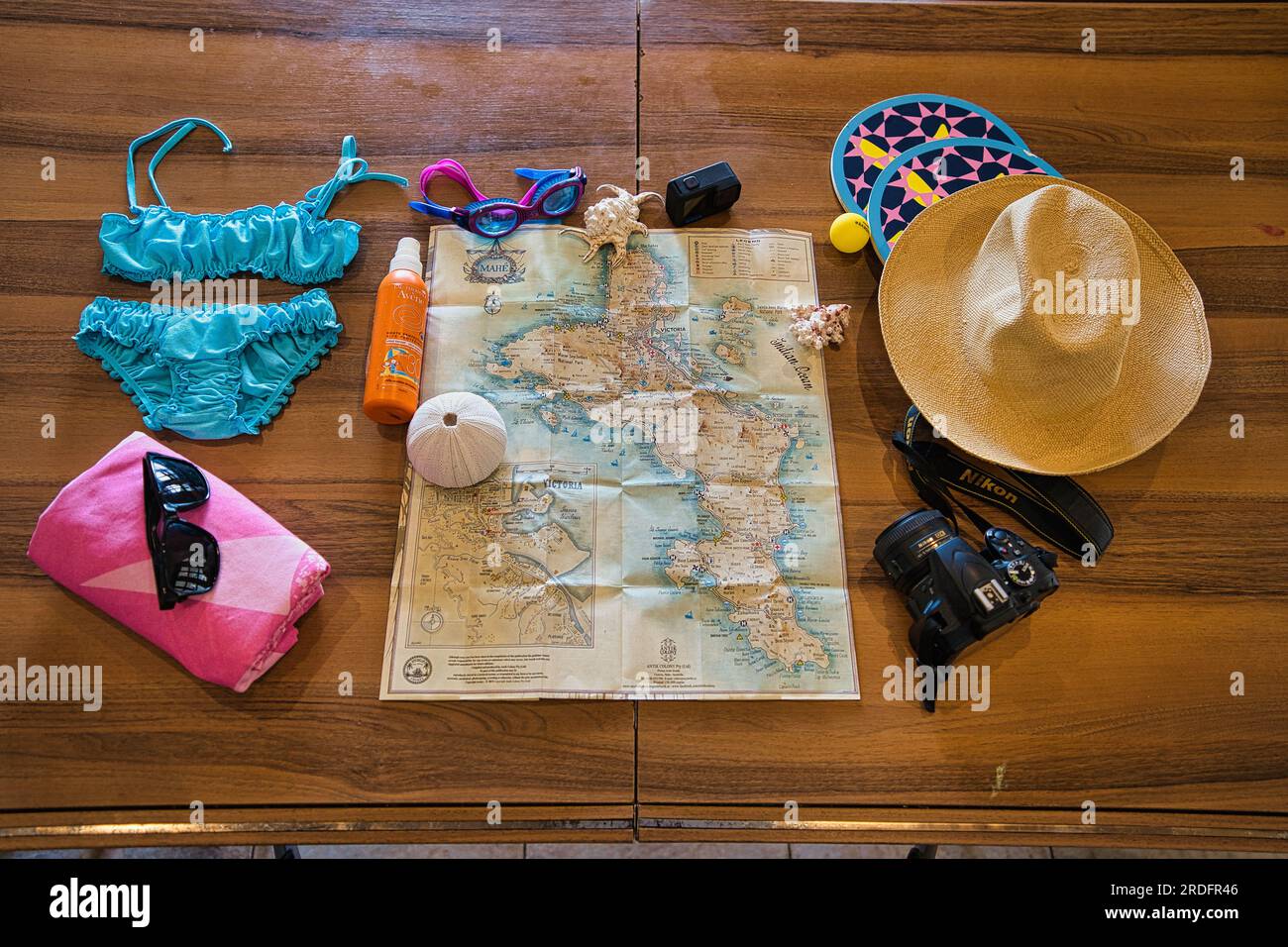 Voyager aux Seychelles, visiter l'île de Mahé, des engins de natation pour commencer vos vacances, Mahé Seychelles 1 Banque D'Images