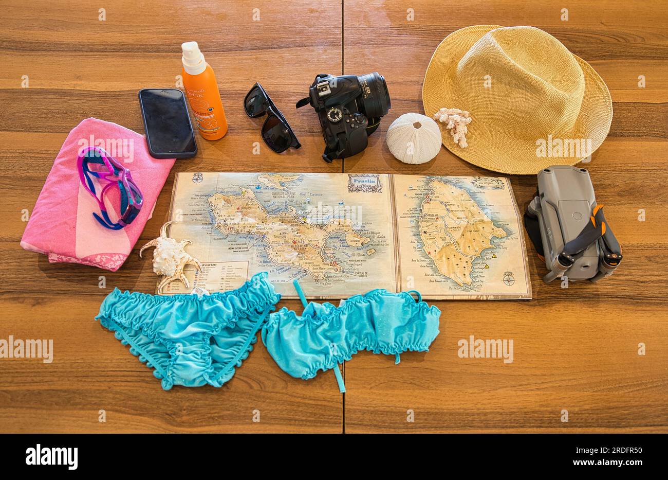 Voyager aux Seychelles, visiter Praslin et l'île de la Digue, engins de natation pour commencer vos vacances, Mahé Seychelles Banque D'Images