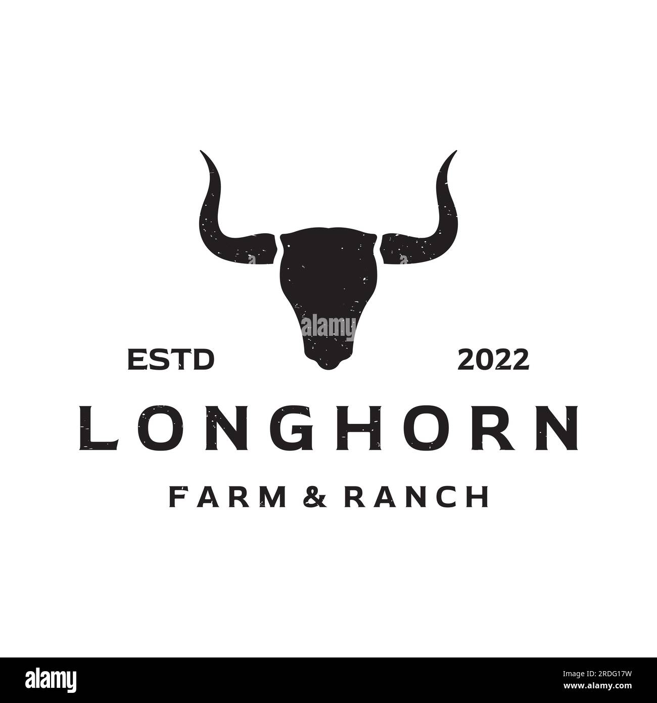 Logo en corne longue vintage taureau, vache et buffle. pour badges, restaurant, entreprise. Illustration de Vecteur