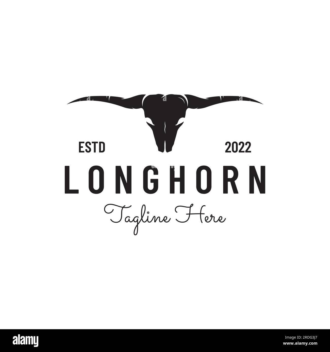 Logo en corne longue vintage taureau, vache et buffle. pour badges, restaurant, entreprise. Illustration de Vecteur