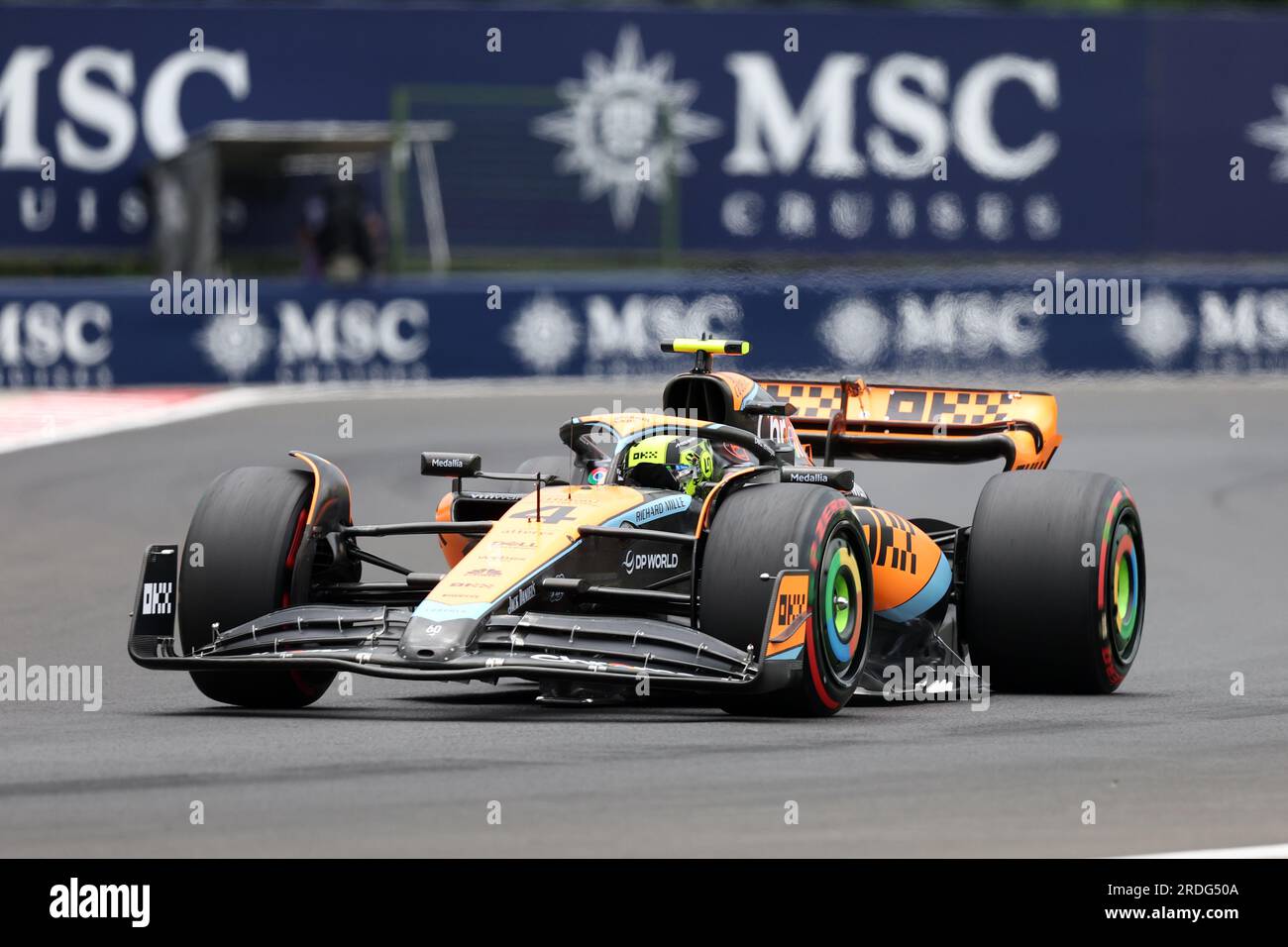 Mogyorod, Hongrie. 21 juillet 2023. Lando Norris de McLaren en piste lors des essais libres avant le Grand Prix de F1 de Hongrie. Crédit : Marco Canoniero/Alamy Live News Banque D'Images