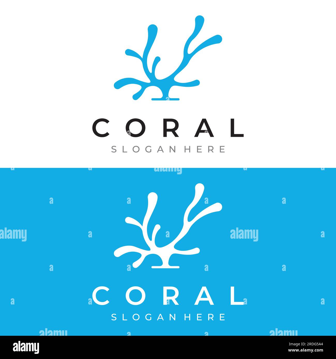 Magnifique logo coloré de récif de corail naturel sous-marin. Récif corallien pour habitat de poissons. Illustration de Vecteur