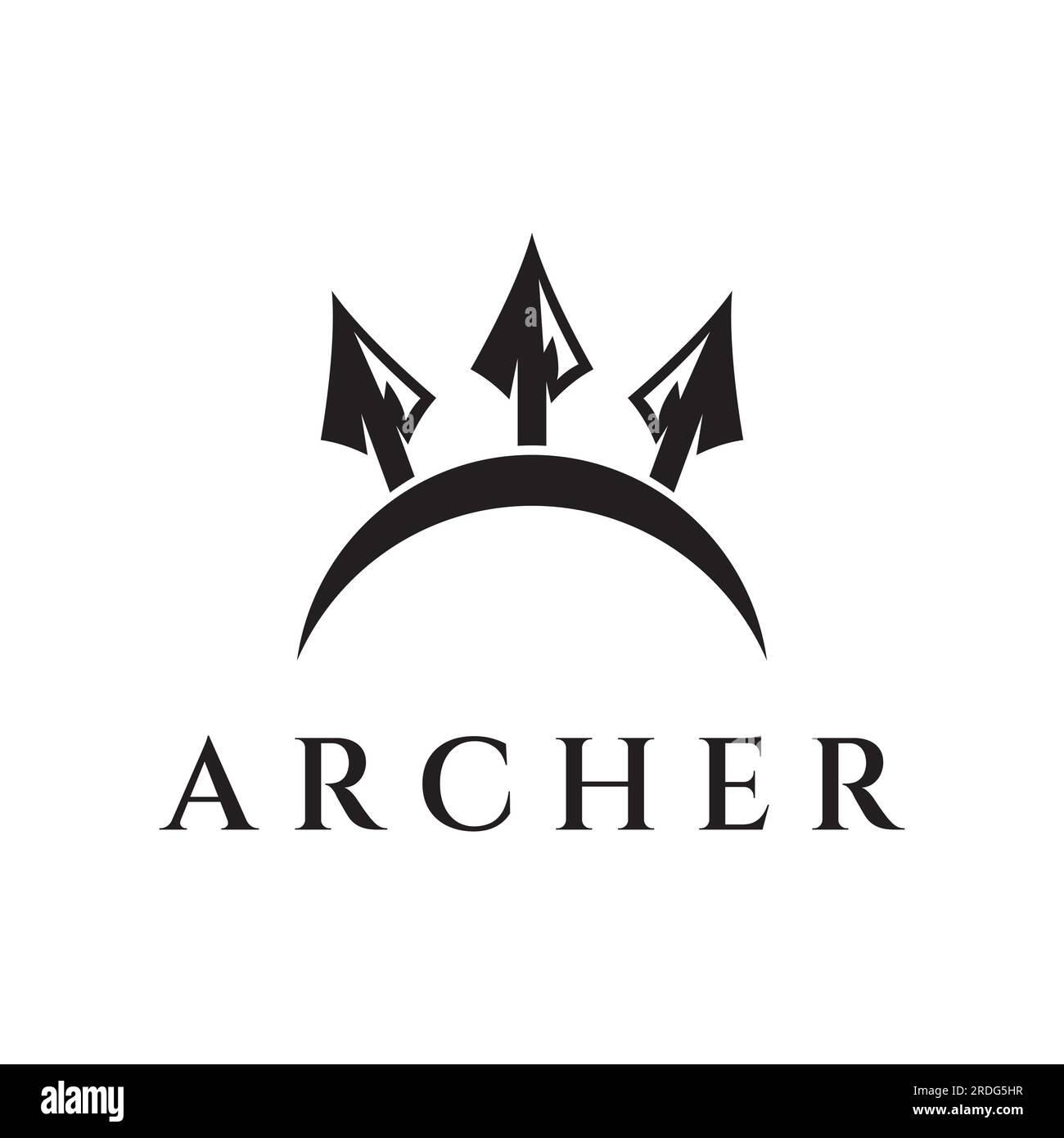 Conception créative du logo archer silhouette. Pointe de flèche hipster vintage, flèche et arc. Flèche pour la chasse. Illustration de Vecteur