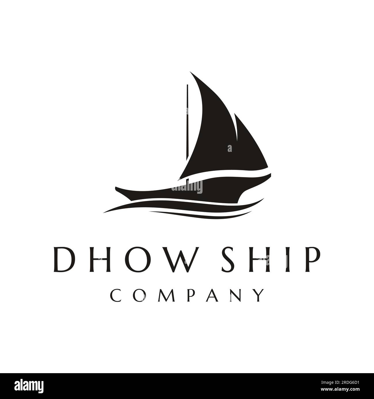 Logo de navire en boutre noir simple dans un style classique. Illustration de Vecteur