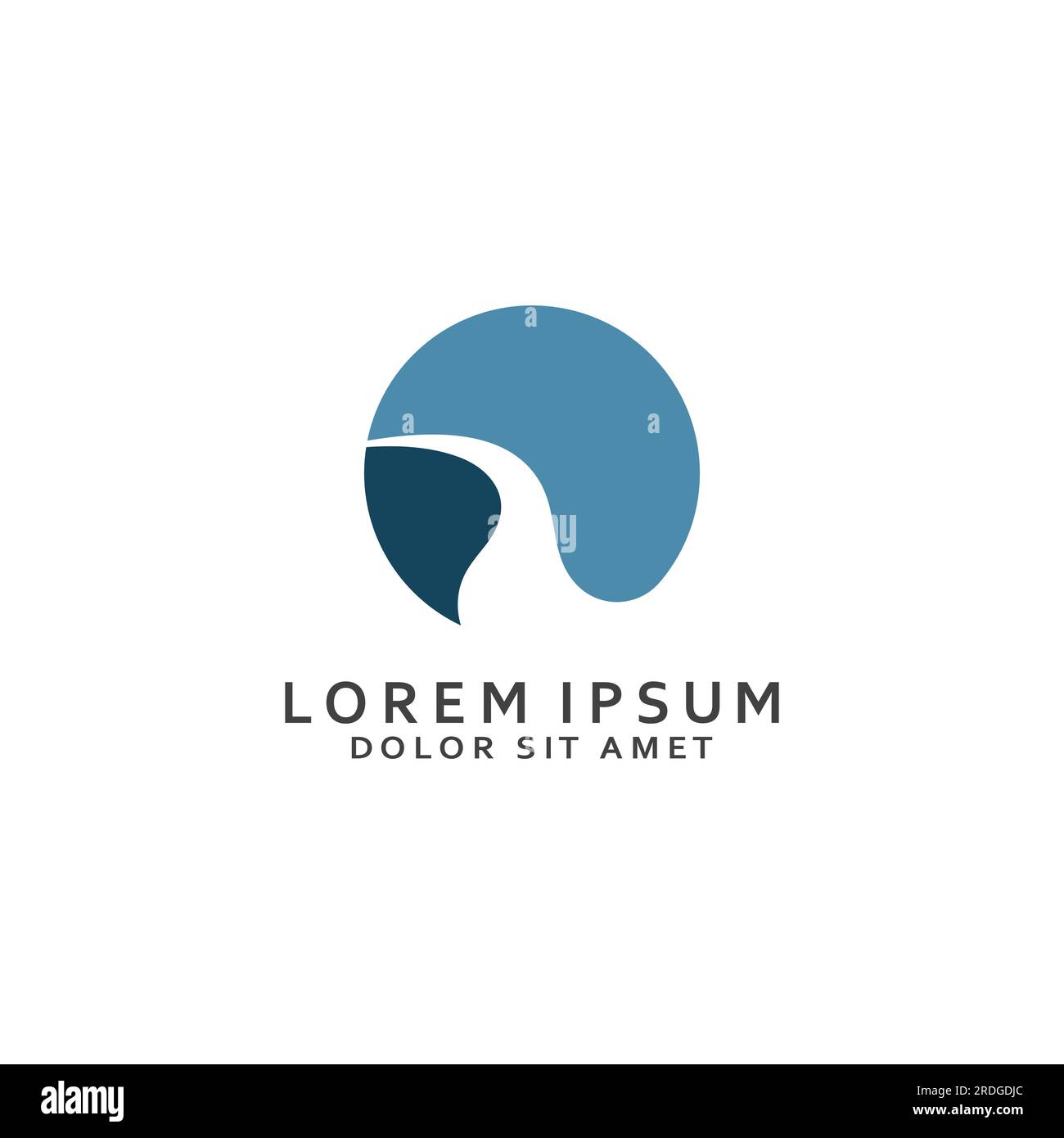 Logos de rivières, ruisseaux, berges et ruisseaux. Logo de rivière avec combinaison de montagnes et de terres agricoles avec conception de concept vectoriel. Illustration de Vecteur
