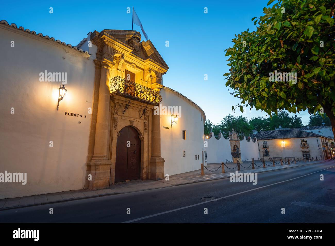 Plaza de Toros (arènes de Ronda) au coucher du soleil - Ronda, Andalousie, Espagne Banque D'Images