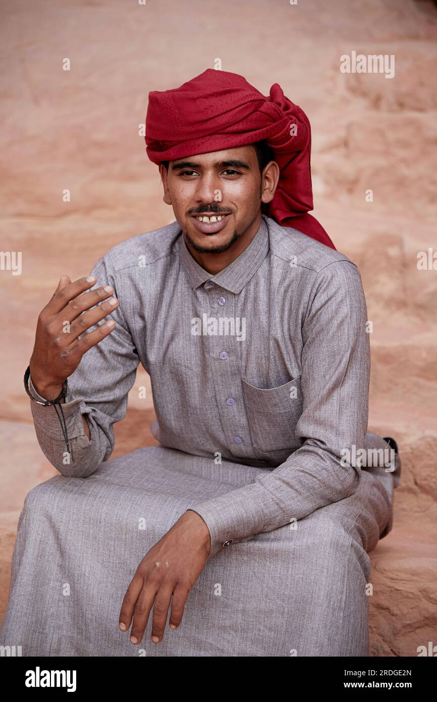 Portrait de Bédouin, Wadi Rum, Aquaba, Jordanie Banque D'Images