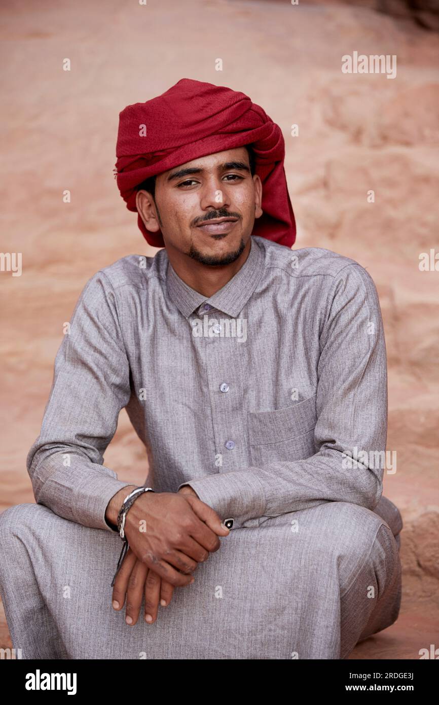 Portrait de Bédouin, Wadi Rum, Aquaba, Jordanie Banque D'Images