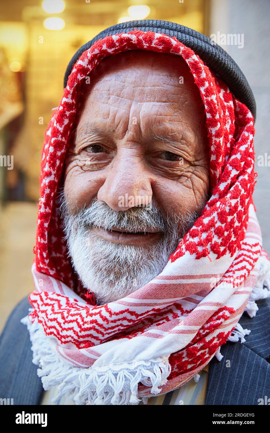 Portrait de vieil homme, Amman, Jordanie Banque D'Images