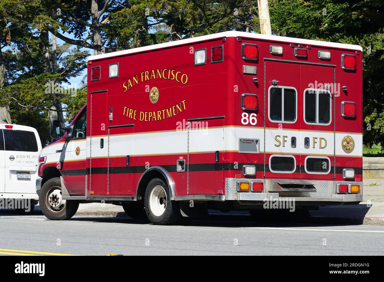 Voiture ambulance du service d'incendie, San Francisco, Californie, États-Unis, Amérique du Nord Banque D'Images
