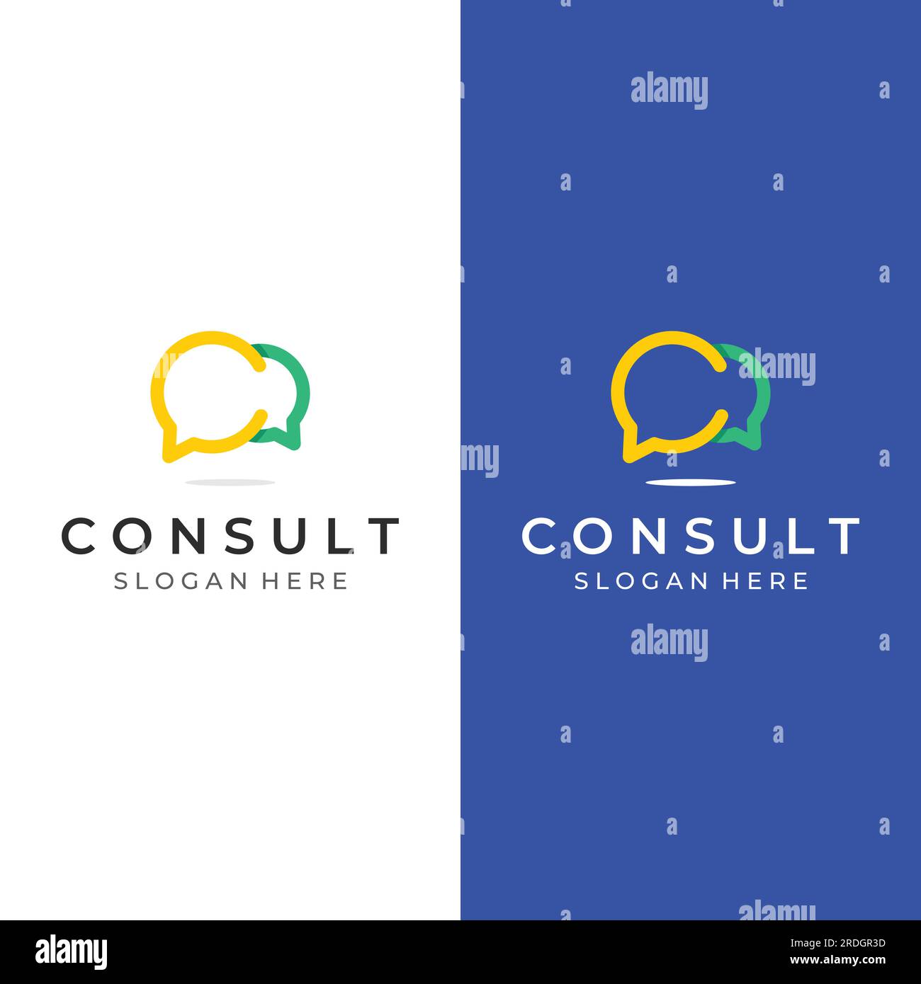 Logo de consultation avec signe de chat bulle, consultation infinie, consultation avec les gens. Illustration de Vecteur