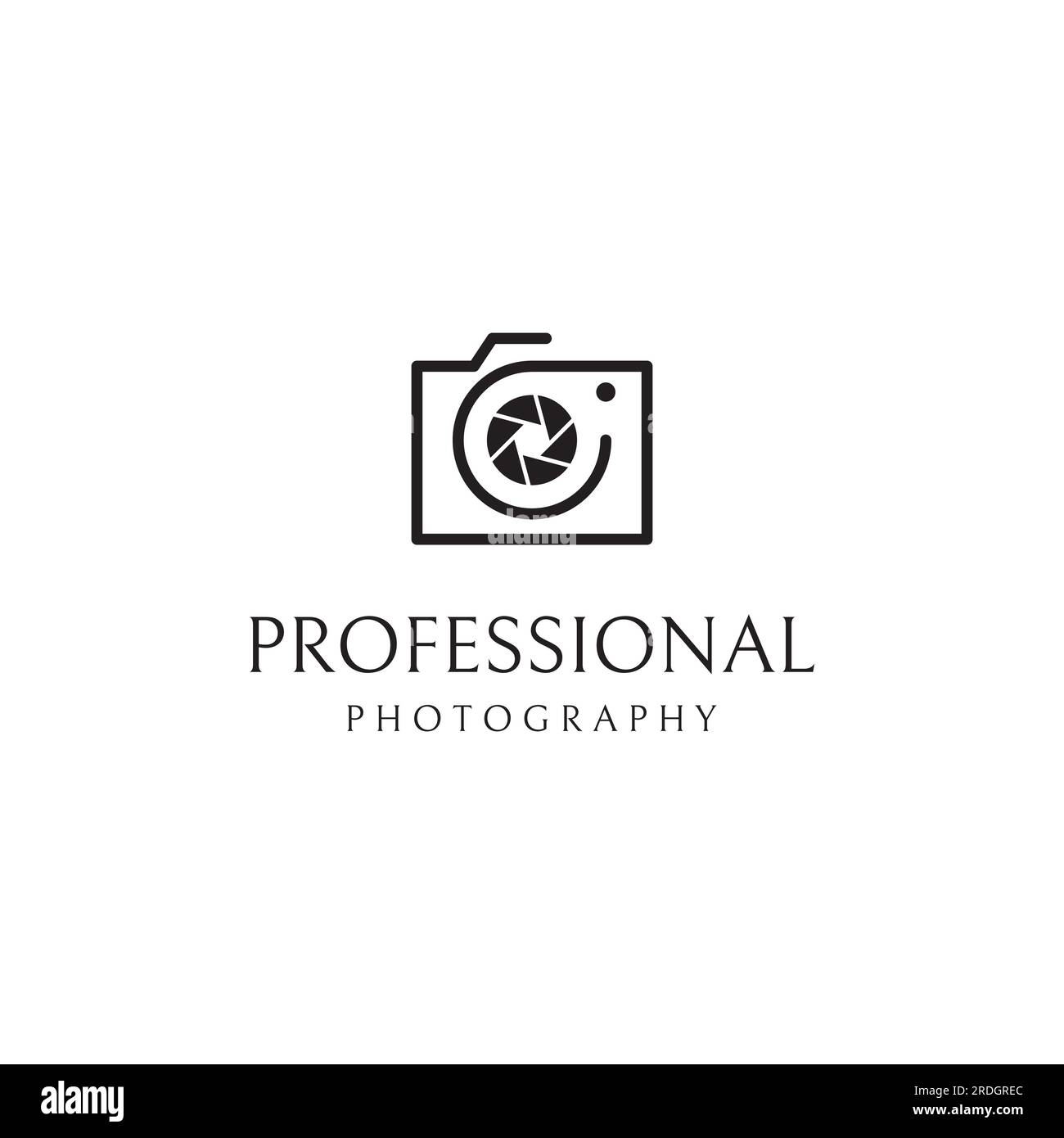 Logo de caméra de photographie, obturateur de caméra d'objectif, numérique, ligne, professionnel, élégant et moderne. Le logo peut être utilisé pour les studios, la photographie et autres Illustration de Vecteur