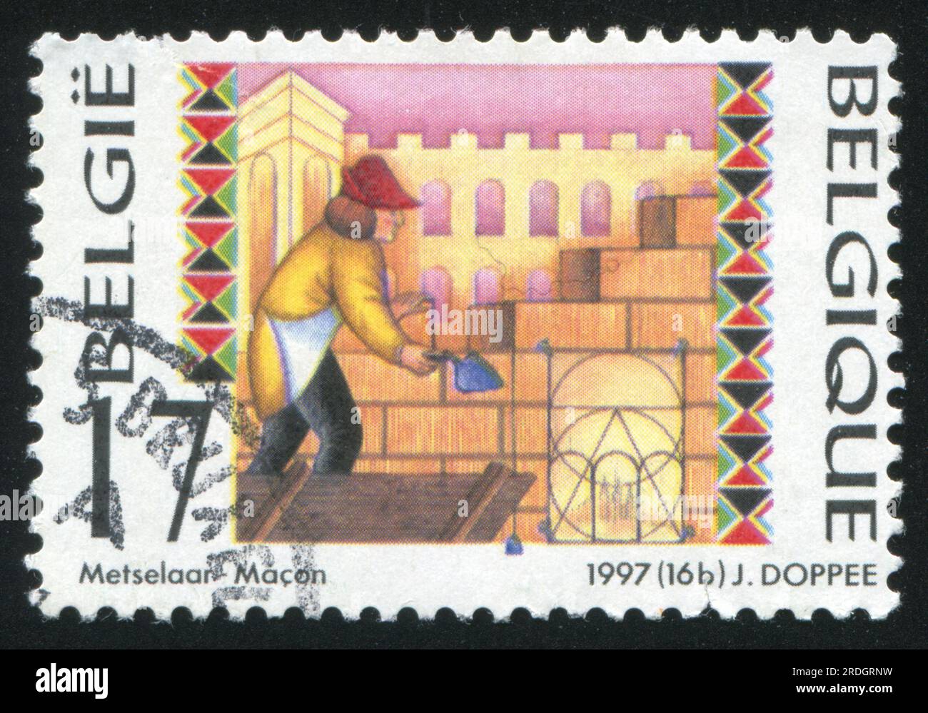 RUSSIE KALININGRAD, 26 OCTOBRE 2015 : timbre imprimé par la Belgique, montre Mason, vers 1997 Banque D'Images