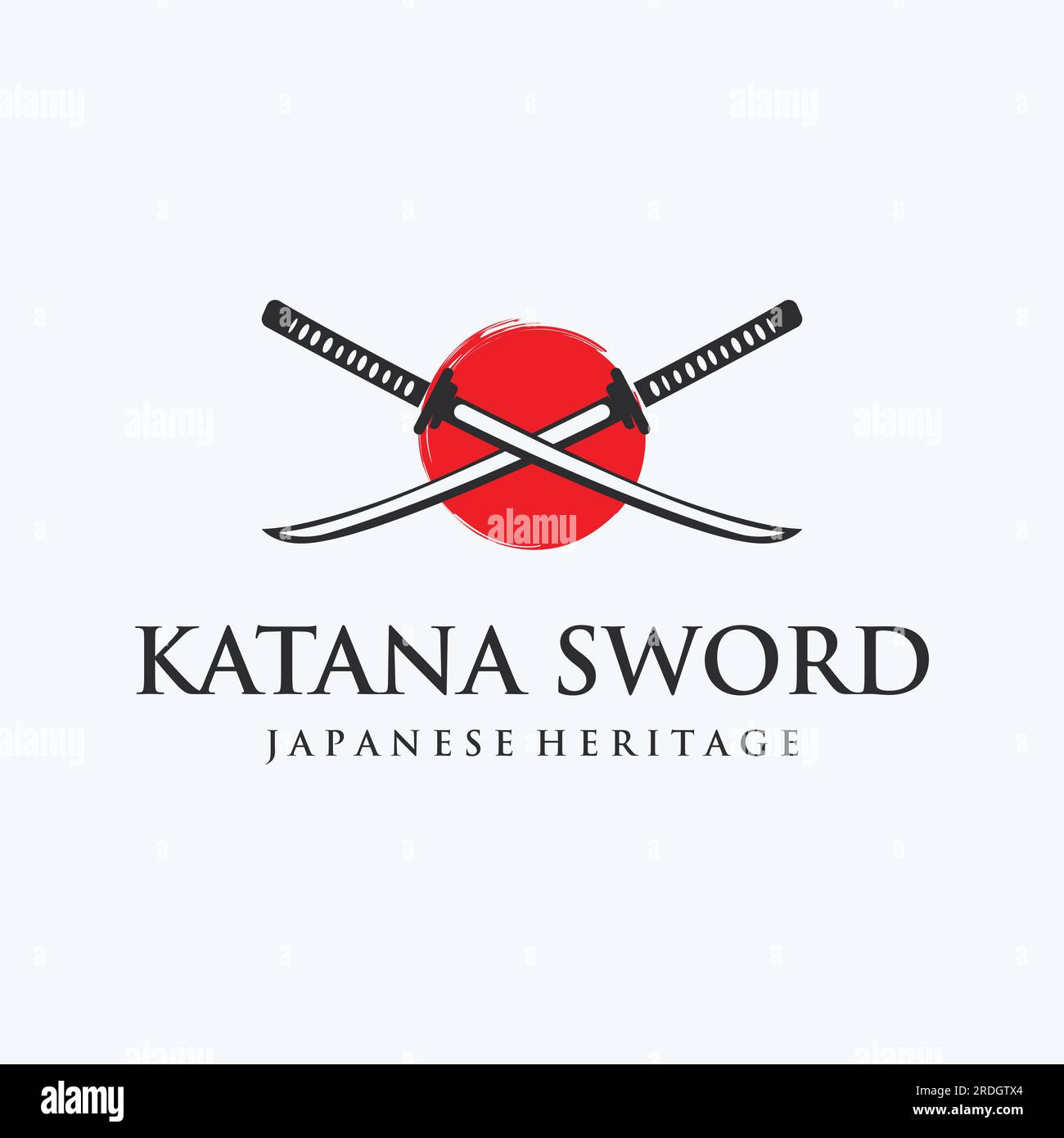 Logo vintage japonais samouraï katana épée, illustration vectorielle d'épée de patrimoine japonais. Illustration de Vecteur