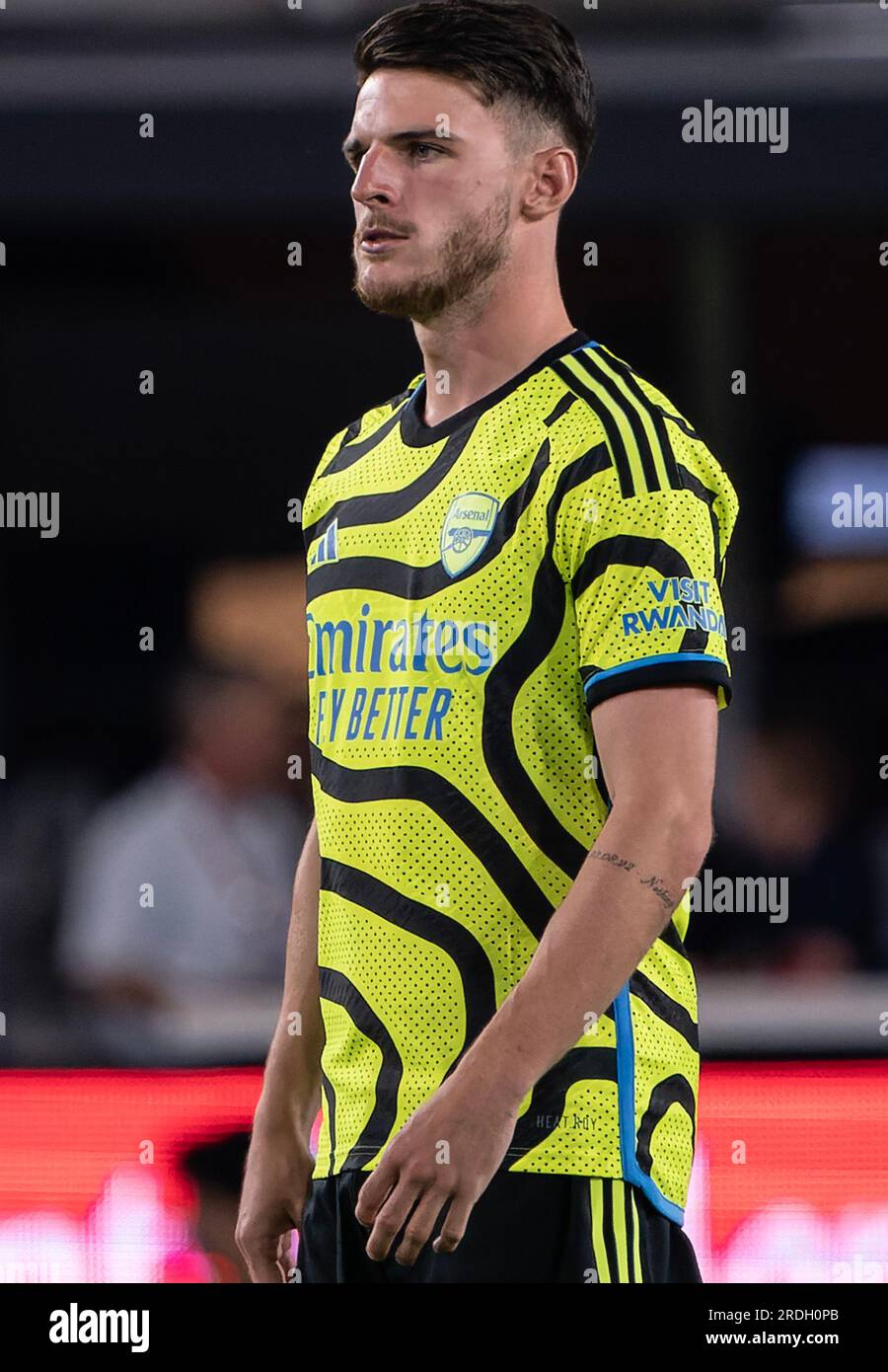 Le milieu de terrain d'Arsenal, le milieu de terrain Declan Rice (41), apparaît dans son premier match pour Arsenal lors du match des étoiles de la MLS 2023 Banque D'Images