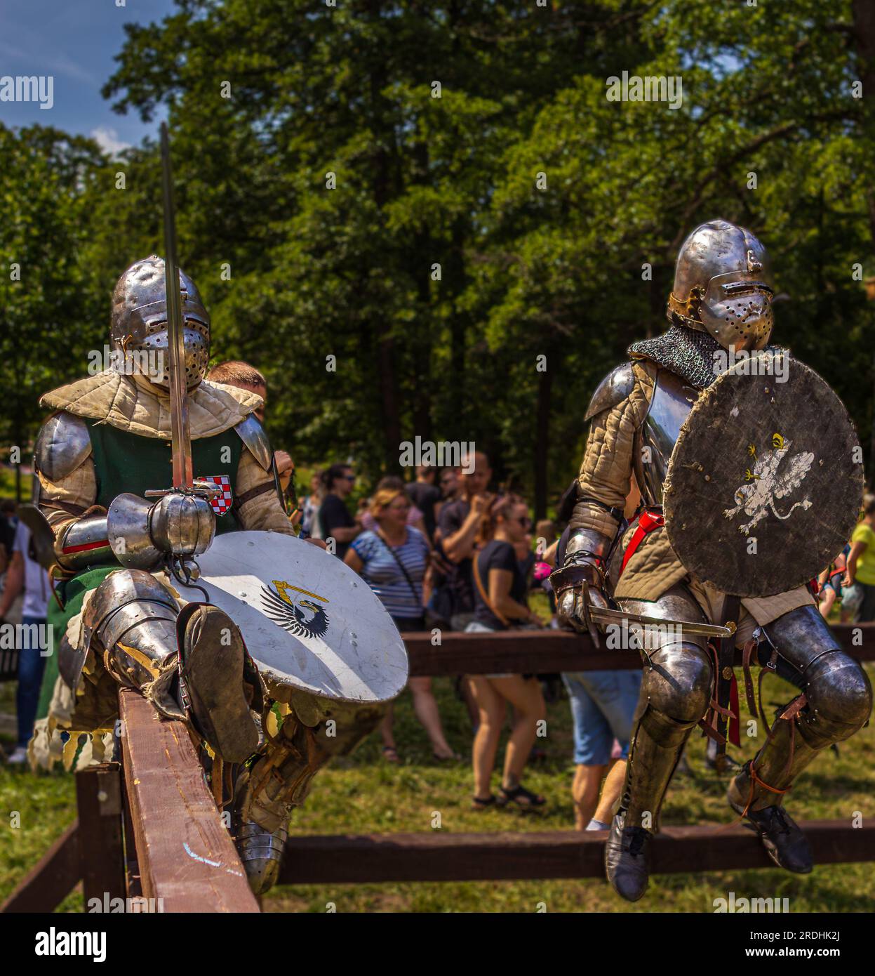 reconstitution du tournoi de chevaliers Banque D'Images