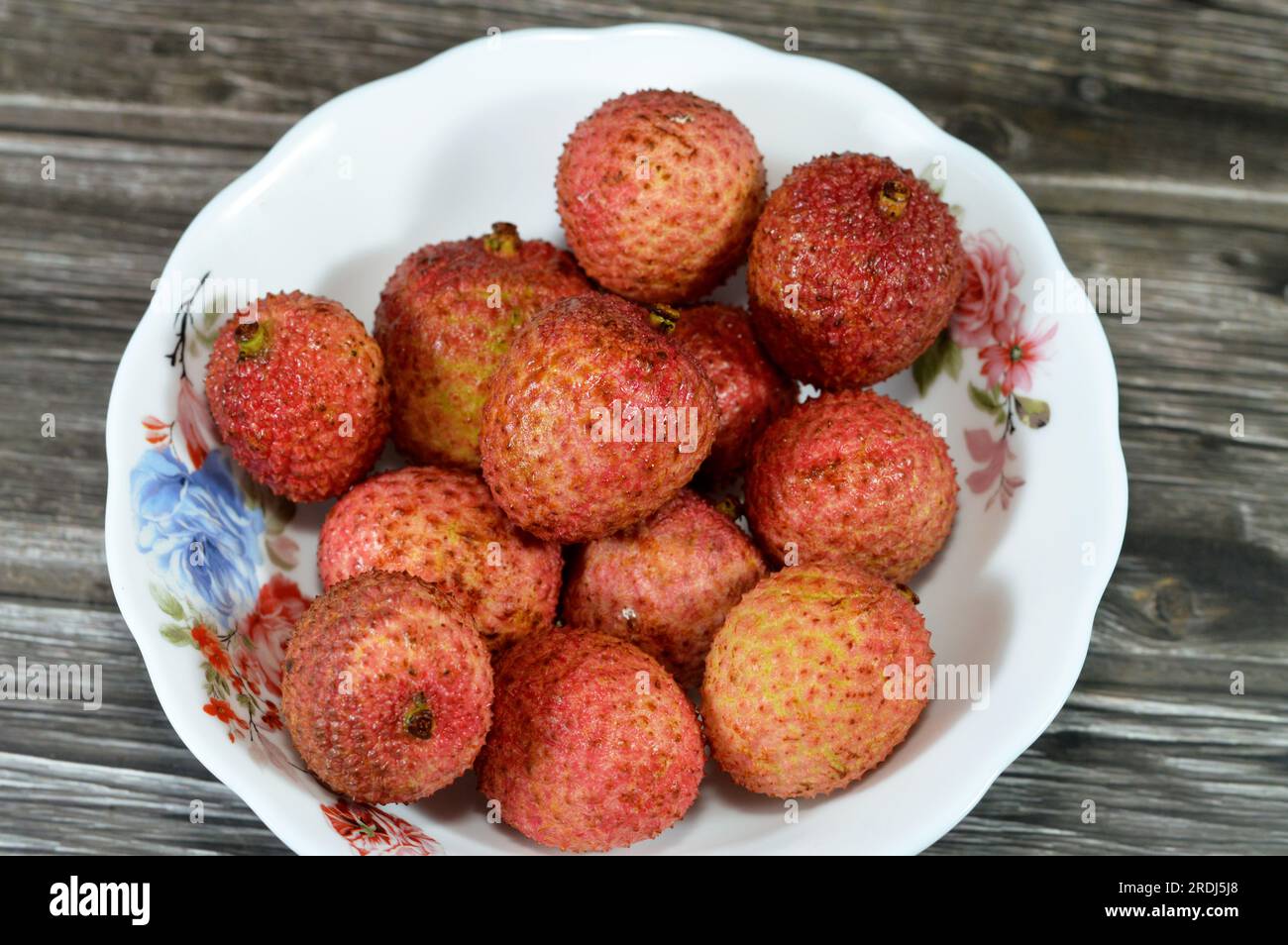 Fruit du litchi, Litchi chinensis, taxon monotypique et unique membre du genre Litchi dans la famille des savonniers, Sapindaceae, arbre tropical indigène Banque D'Images