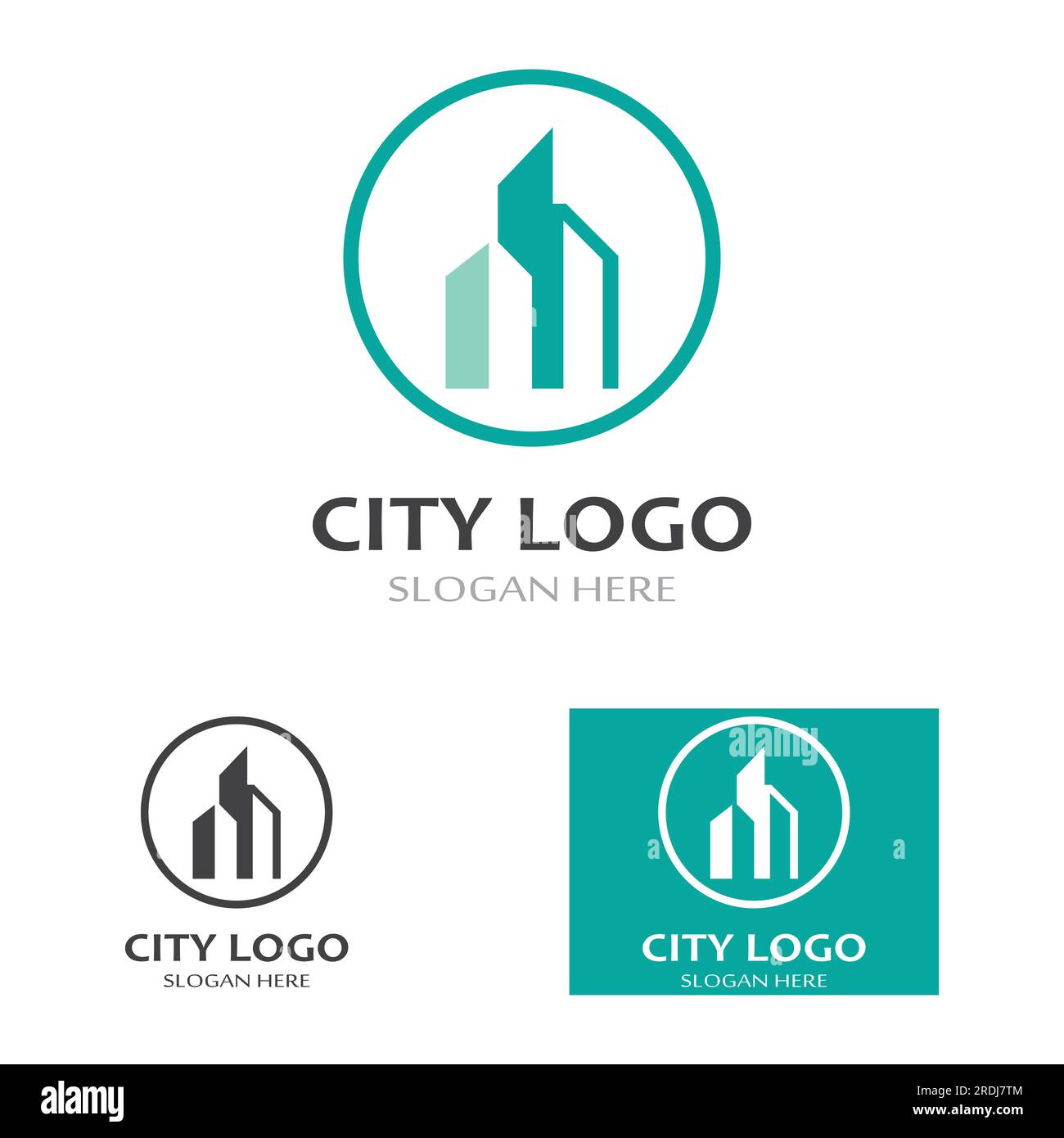 ville ​​skyline, silhouette de ville, ville moderne et centre-ville. Avec le concept de conception de logo, l'icône et le symbole Illustration de Vecteur