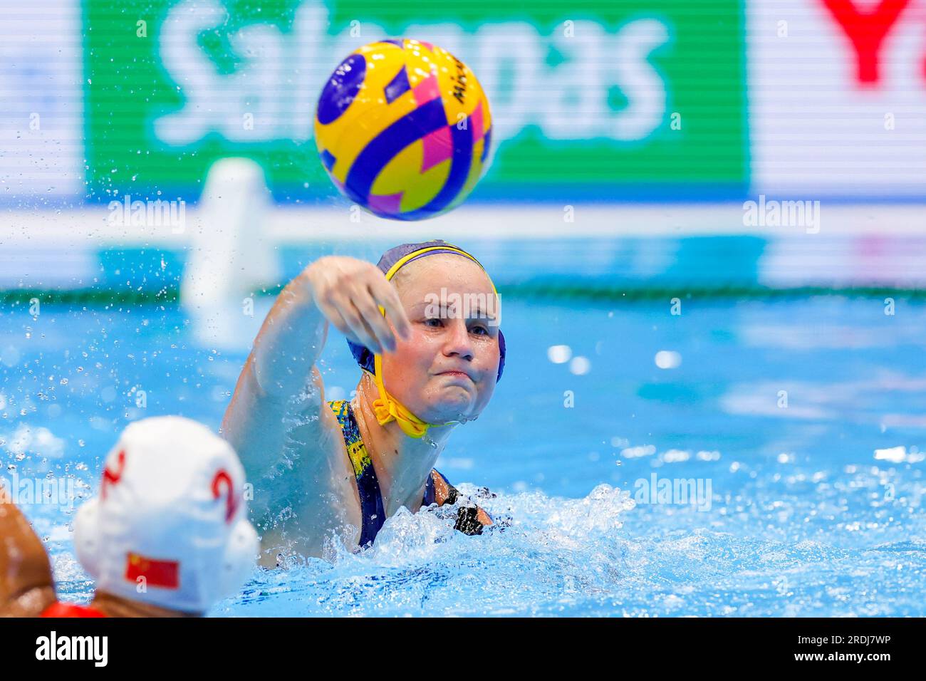 Fukuoka, Japon. 22 juillet 2023. FUKUOKA, JAPON - JUILLET 22 : Anastassiya Mirshina du Kazakhstan lors du Championnat du monde aquatique féminin 2023 match de classement de Waterpolo 13-16 entre la Chine et le Kazakhstan le 22 juillet 2023 à Fukuoka, Japon (photo d'Albert Ten Hove/Orange Pictures) crédit : Orange pics BV/Alamy Live News Banque D'Images