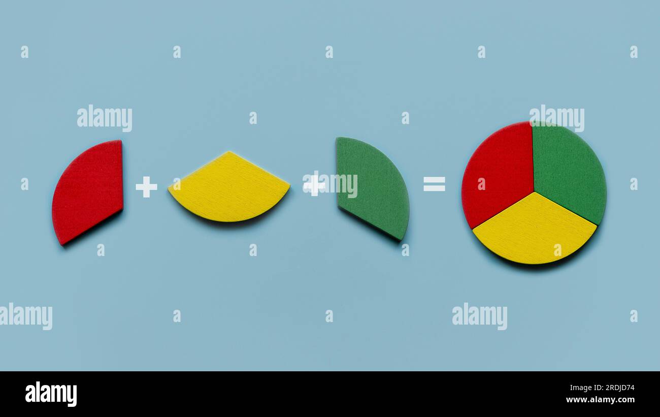 Formation d'un diagramme circulaire. Processus supplémentaire. Concept d'affaires et d'éducation. Banque D'Images