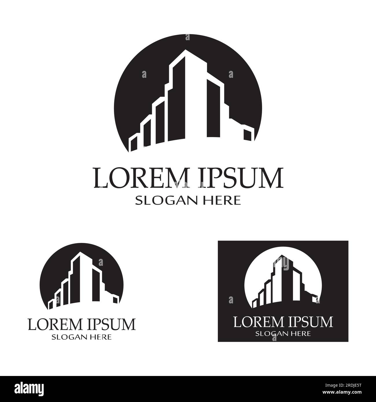 ville ​​skyline, silhouette de ville, ville moderne et centre-ville. Avec le concept de conception de logo, l'icône et le symbole Illustration de Vecteur