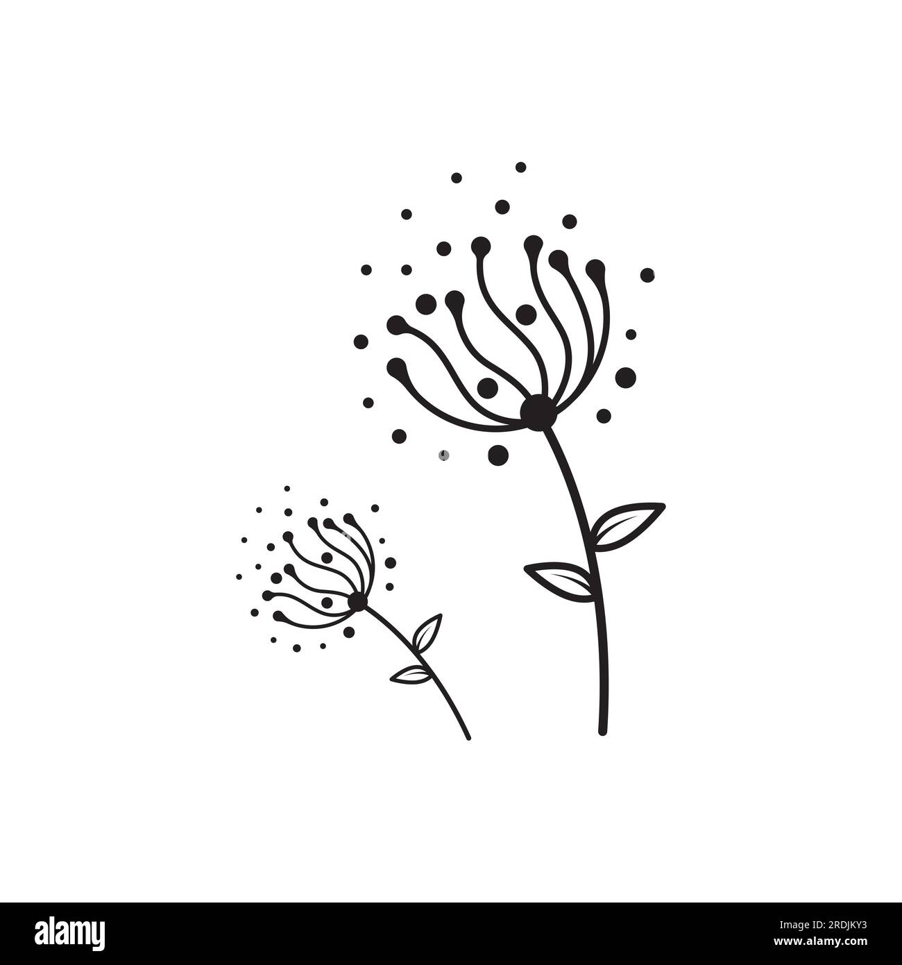 Logo de fleur de pissenlit et conception de vecteur de symbole Illustration de Vecteur