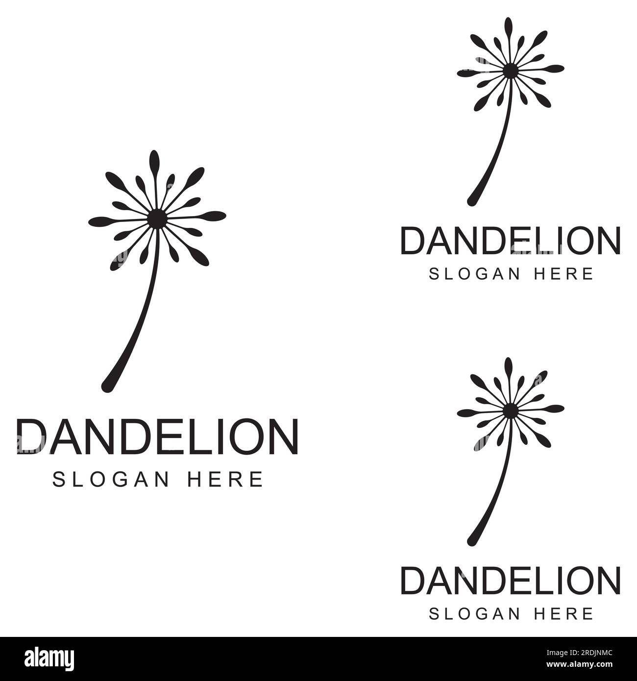 Logo de fleur de pissenlit et conception de vecteur de symbole Illustration de Vecteur