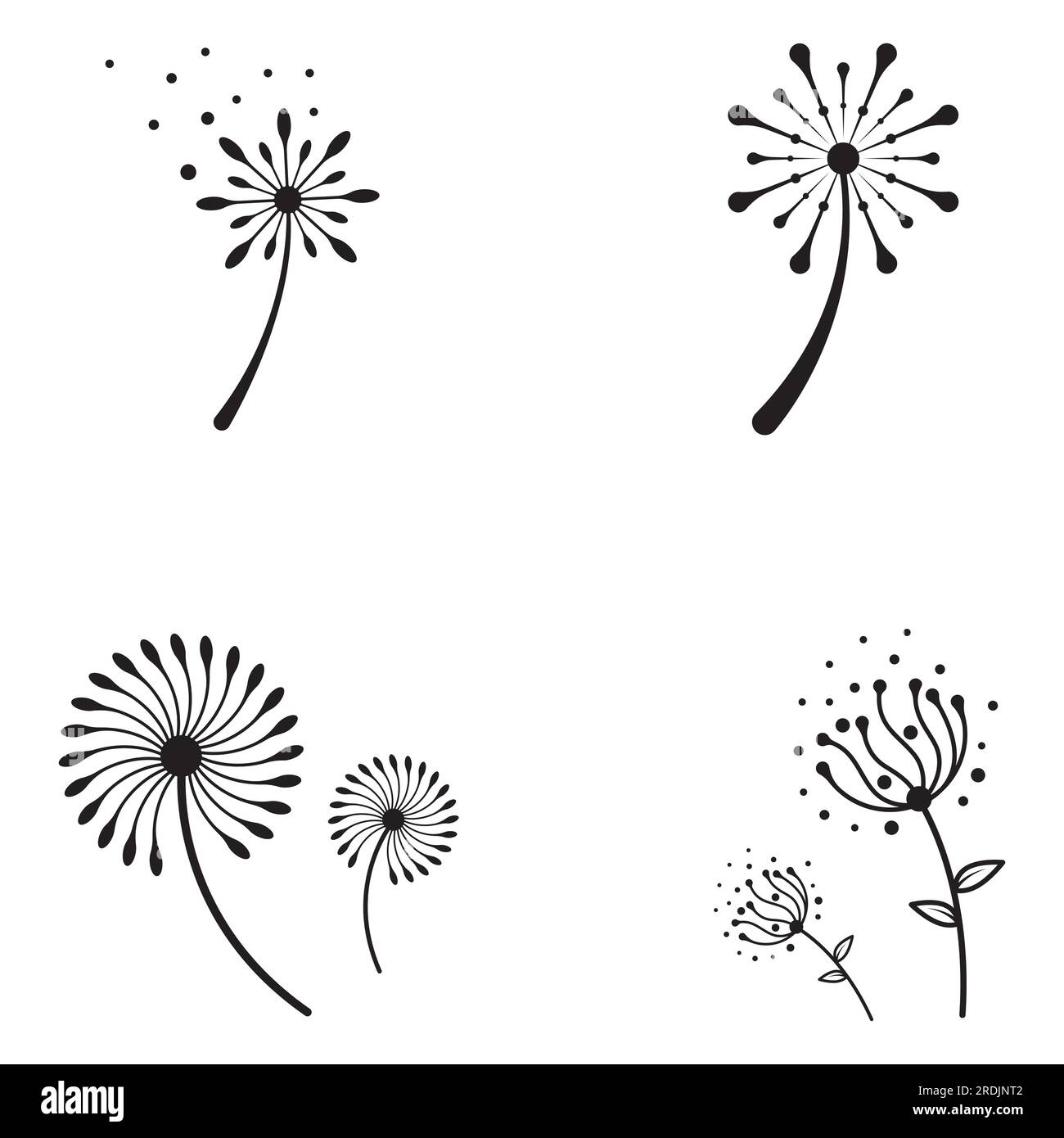 Logo de fleur de pissenlit et conception de vecteur de symbole Illustration de Vecteur