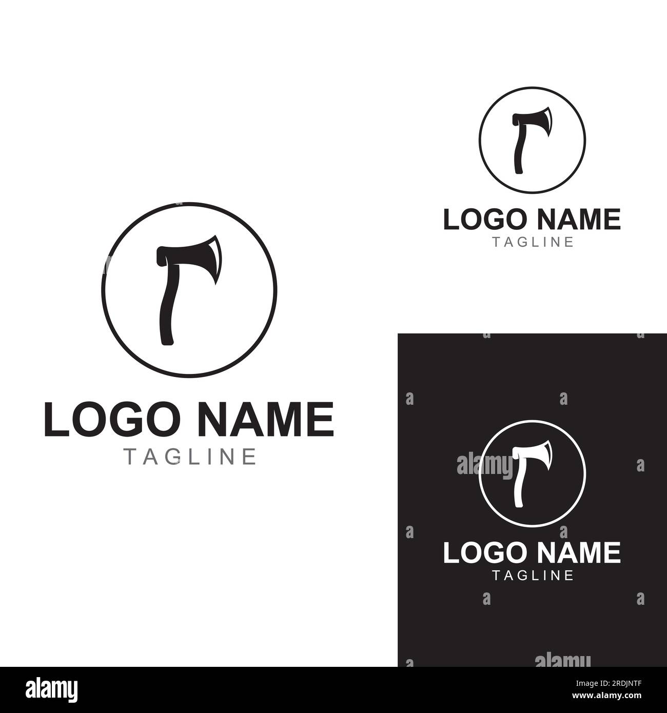 Axe logo / logo hachette avec vecteur de conception de concept. Illustration de Vecteur