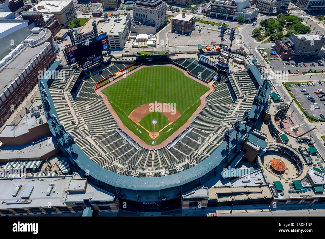 11 juin 2021, Detroit, Michigan, États-Unis : Comerica Park est un stade de baseball en plein air situé dans le centre-ville de Detroit. C'est la maison des Tigers de Détroit Banque D'Images